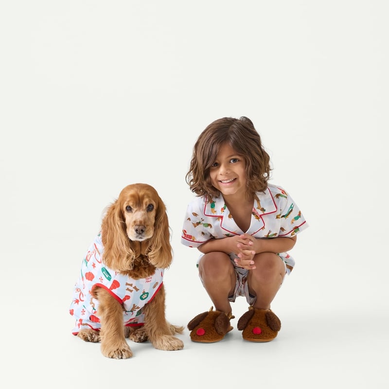 Kid's Christmas Dachshund Blue Short Pyjama Set