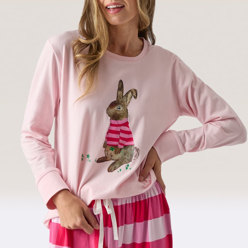 Womens Easter Binky Pink Long Pyjama Set