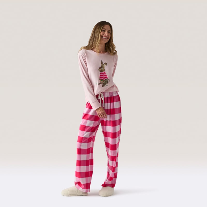 Womens Easter Binky Pink Long Pyjama Set