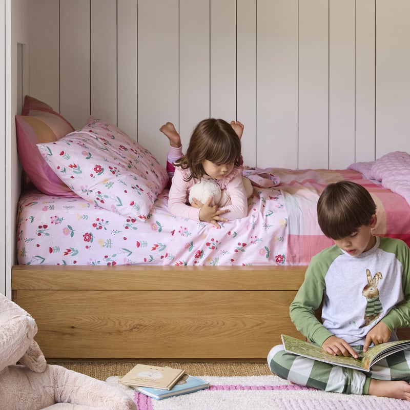 Bunny Floral Pale Pink Sheet Set