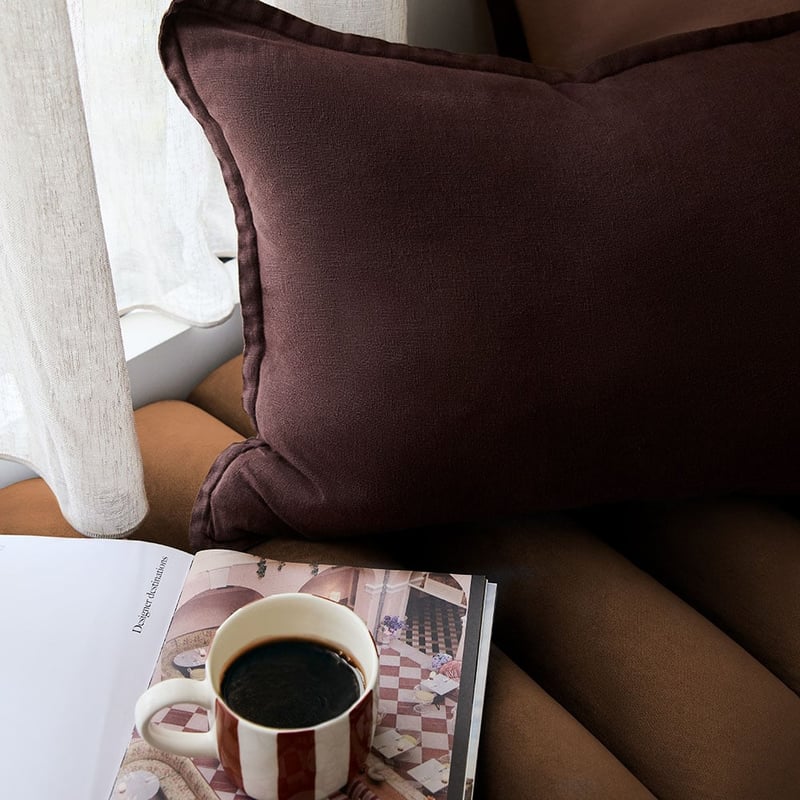 Belgian Chocolate Vintage Washed Linen Cushion