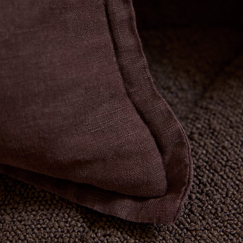 Belgian Chocolate Vintage Washed Linen Long Cushion