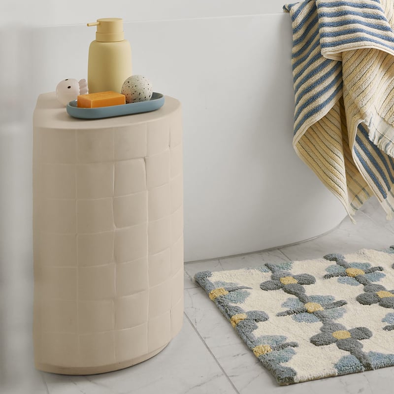 Cottage Natural & Chambray Blue Bath Mat