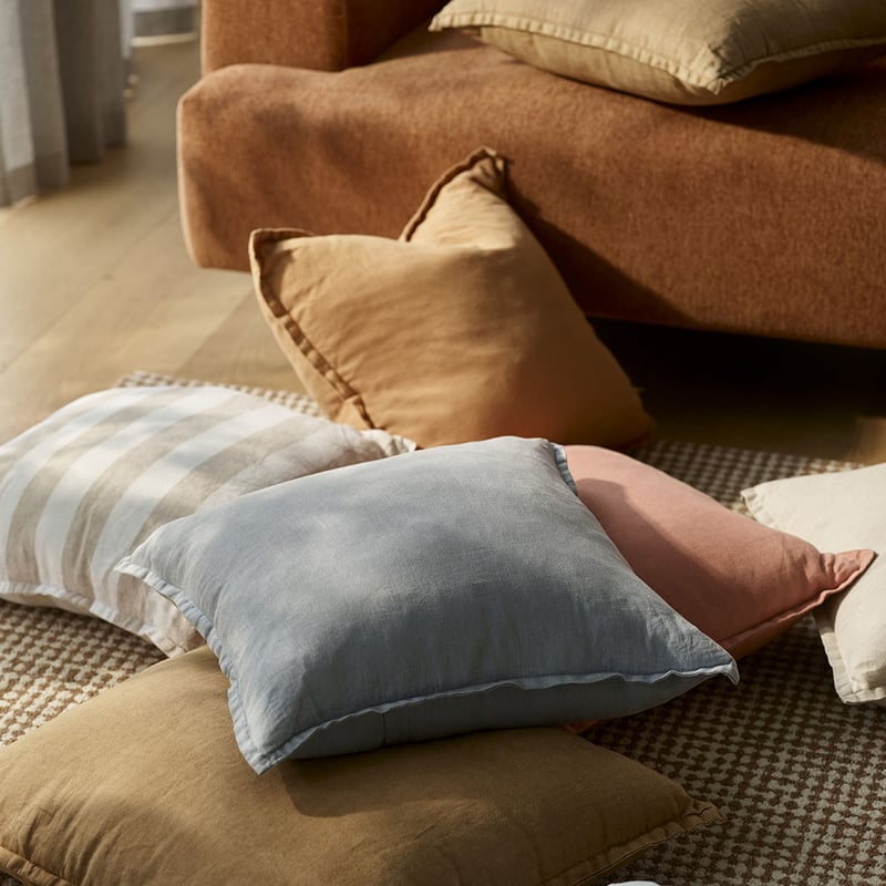 Belgian Sky Blue Vintage Washed Linen Cushion