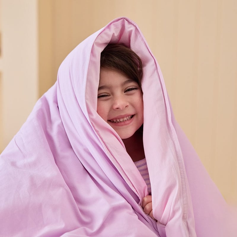 Stonewashed Cotton Chambray Pink & Lilac Quilt Cover Set