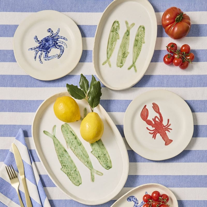 Marine Life Fish Large Oval Platter