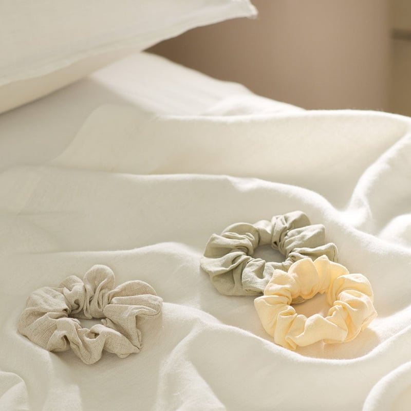 Vintage Washed Linen Scrunchies 3 Pack