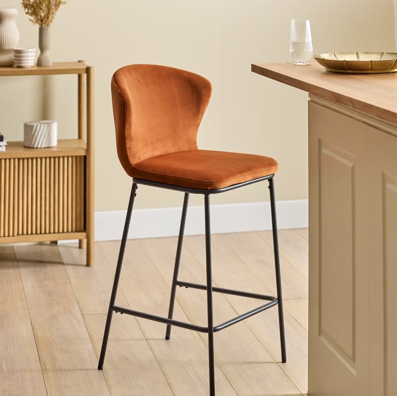 Viggo Copper Velvet Counter Stool