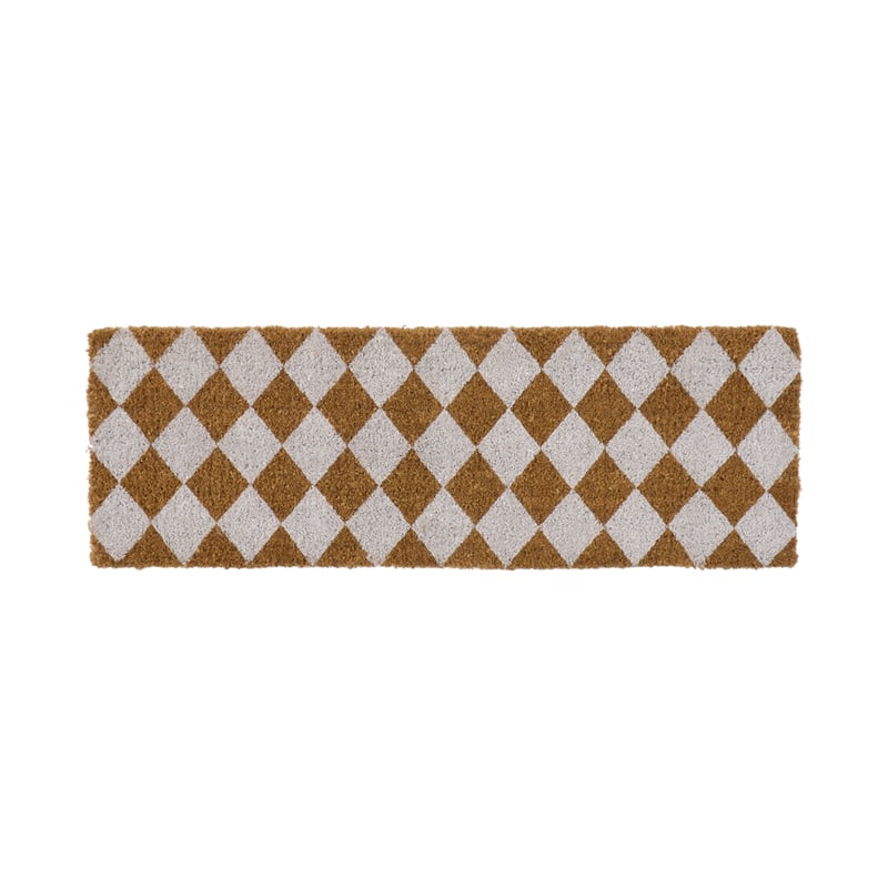 Coir Diamond Tile White Long Doormat