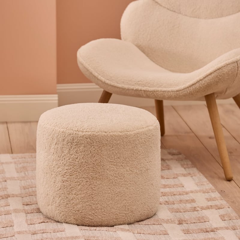 Owen Beige Shearling Small Ottoman