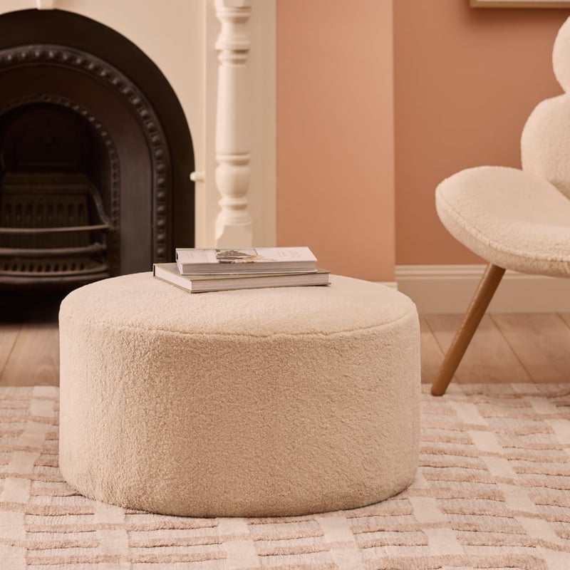 Owen Beige Shearling Large Ottoman