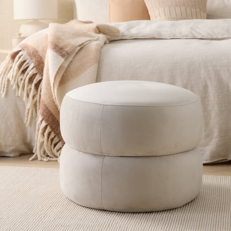 Poppi Birch Velvet Ottoman
