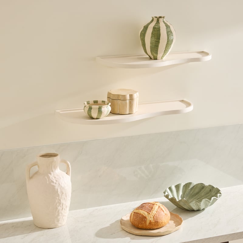 Wave White Wall Shelf Pack of 2