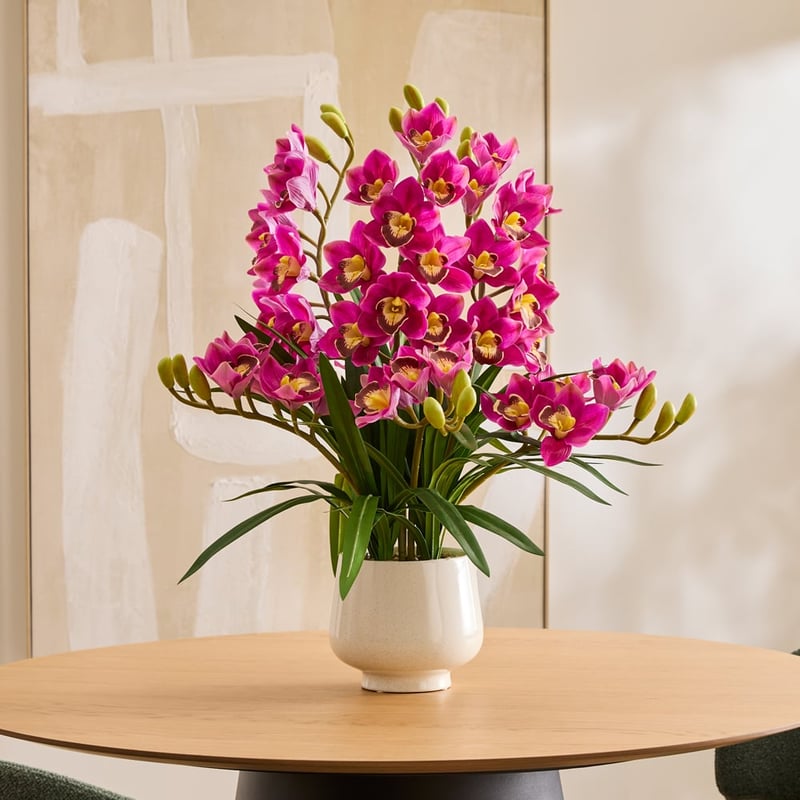 Purple Orchid in Ceramic Vase