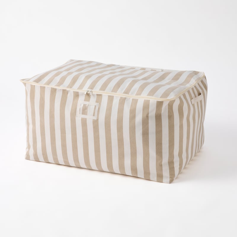 Natural Wide Stripe Storage Bags