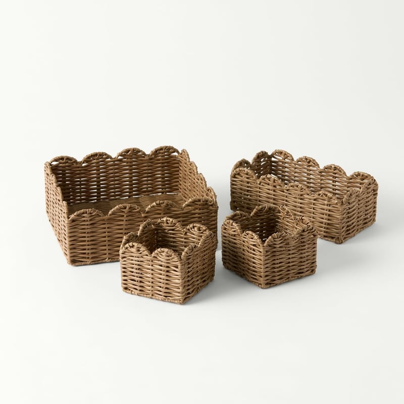 Scalloped Natural Drawer Baskets Set of 4