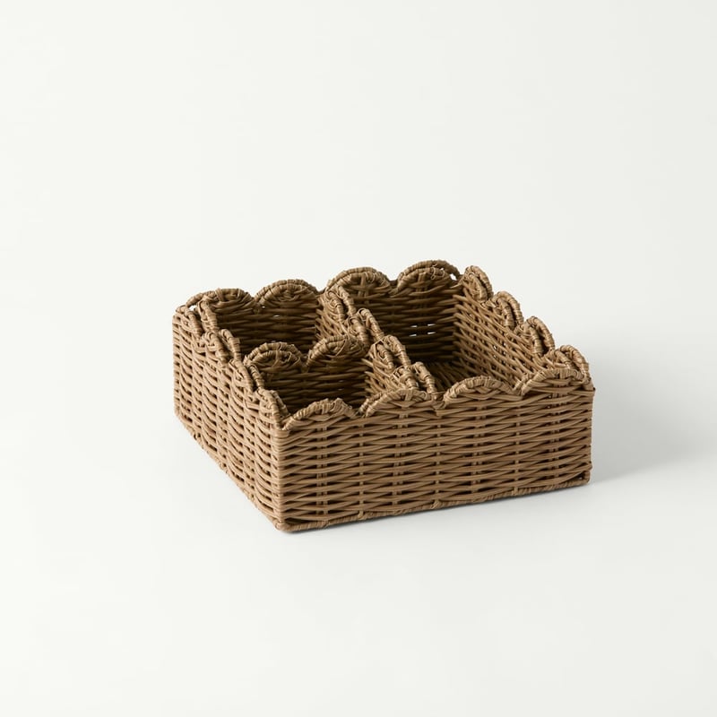 Scalloped Natural Drawer Baskets Set of 4