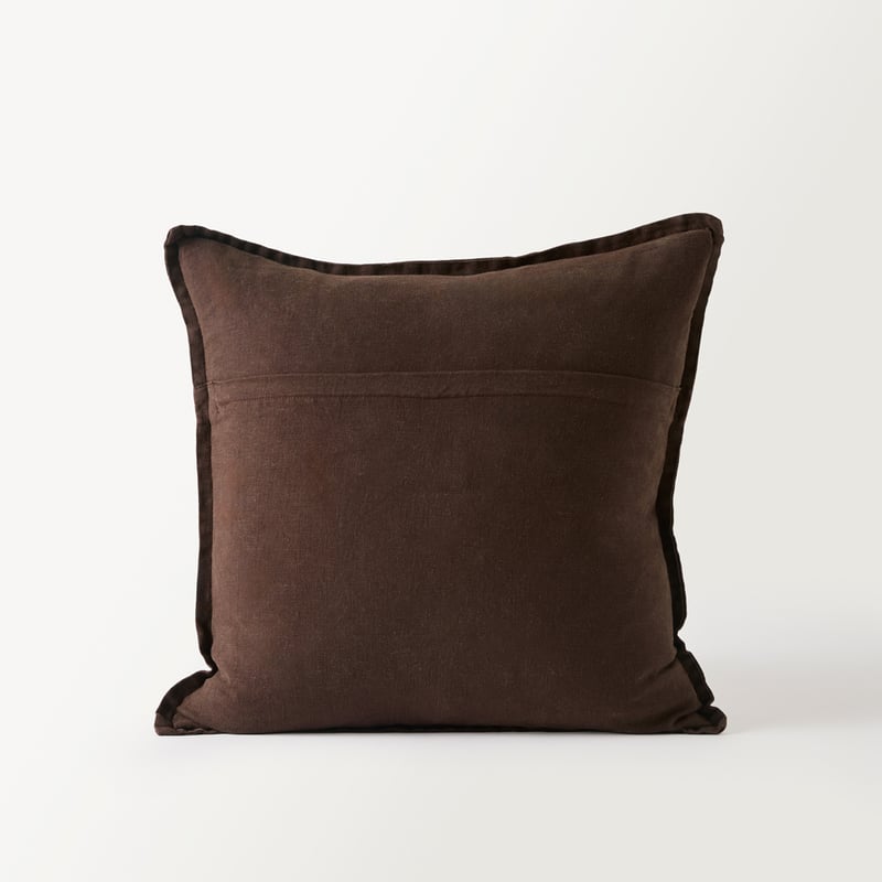 Belgian Chocolate Vintage Washed Linen Cushion