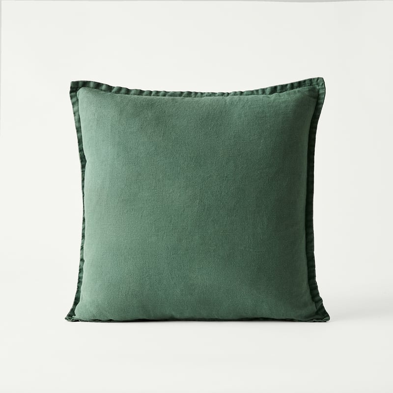 Belgian Cilantro Vintage Washed Linen Cushion