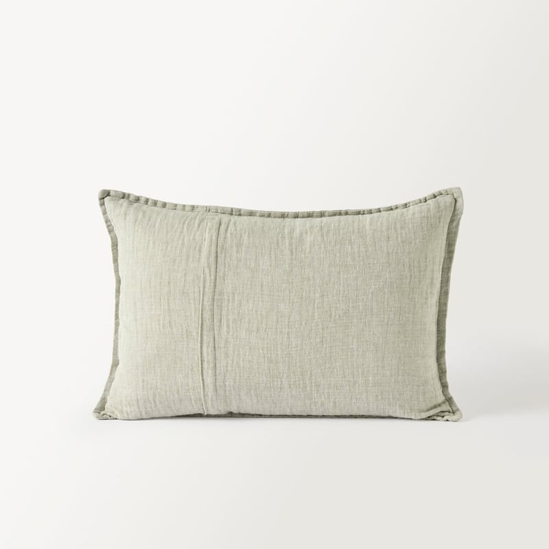 Belgian Gum Leaf Marle Vintage Washed Linen Long Cushion