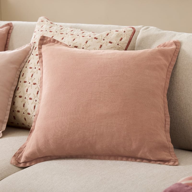 Belgian Vintage Washed Linen Pink Glow Cushion