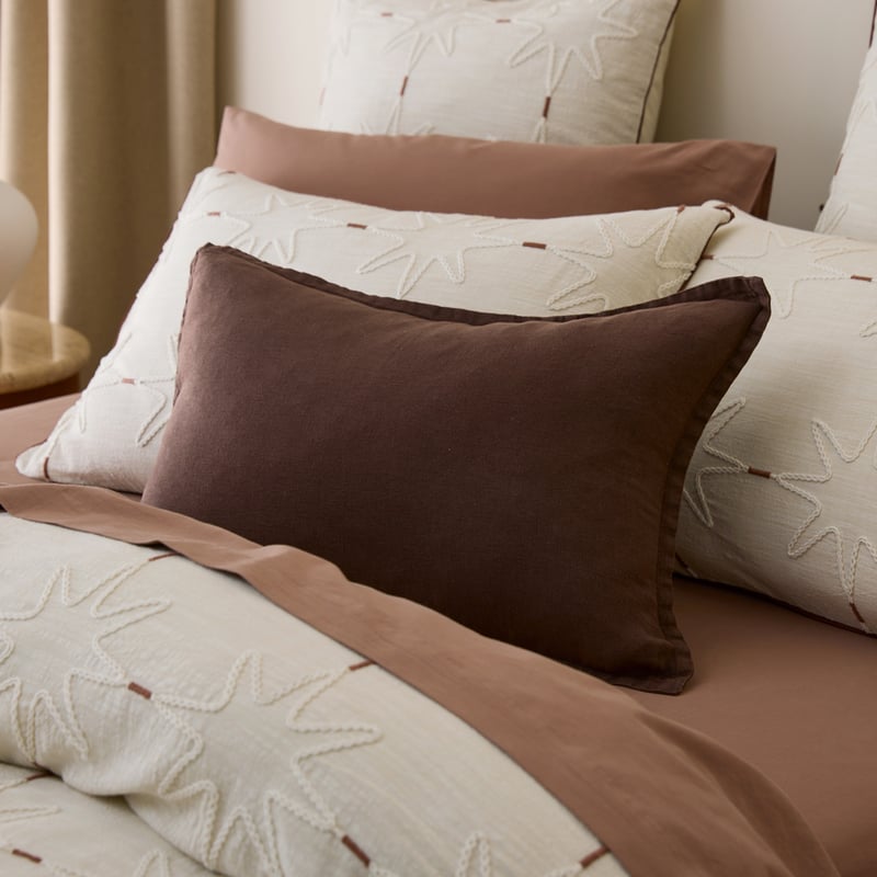 Belgian Chocolate Vintage Washed Linen Long Cushion