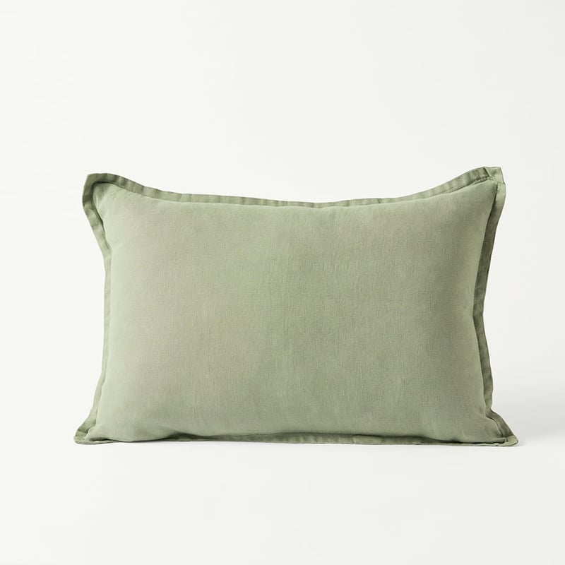Belgian Gum Leaf Vintage Washed Linen Long Cushion