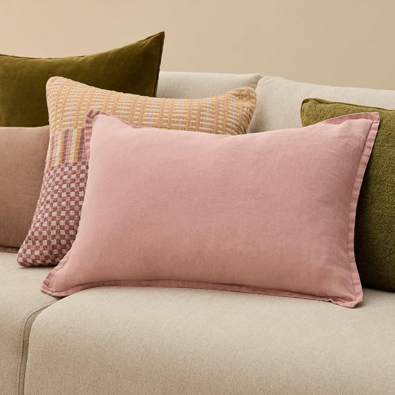 Belgian Misty Rose Vintage Washed Linen Cushion