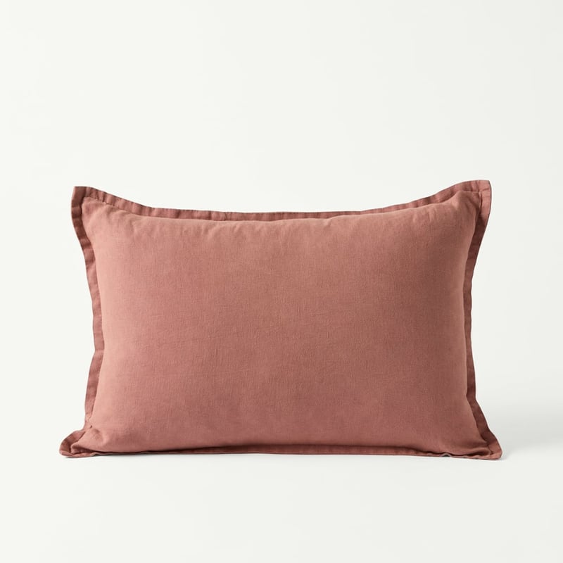 Belgian Rosewood Vintage Washed Linen Long Cushion