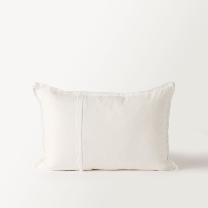 Belgian White Vintage Washed Linen Long Cushion