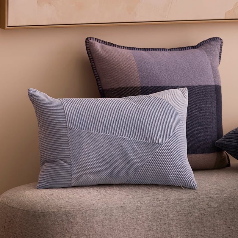 Everette Chambray Blue Corduroy Cushion