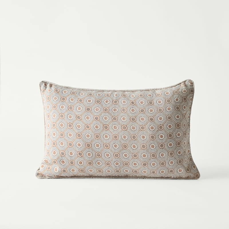 Delhi Woodblock Aasha Tile Linen Cushion
