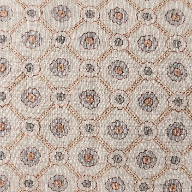 Delhi Woodblock Aasha Tile Linen Cushion