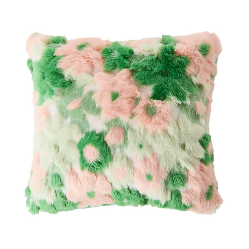 Grace Green Floral Fur Cushion