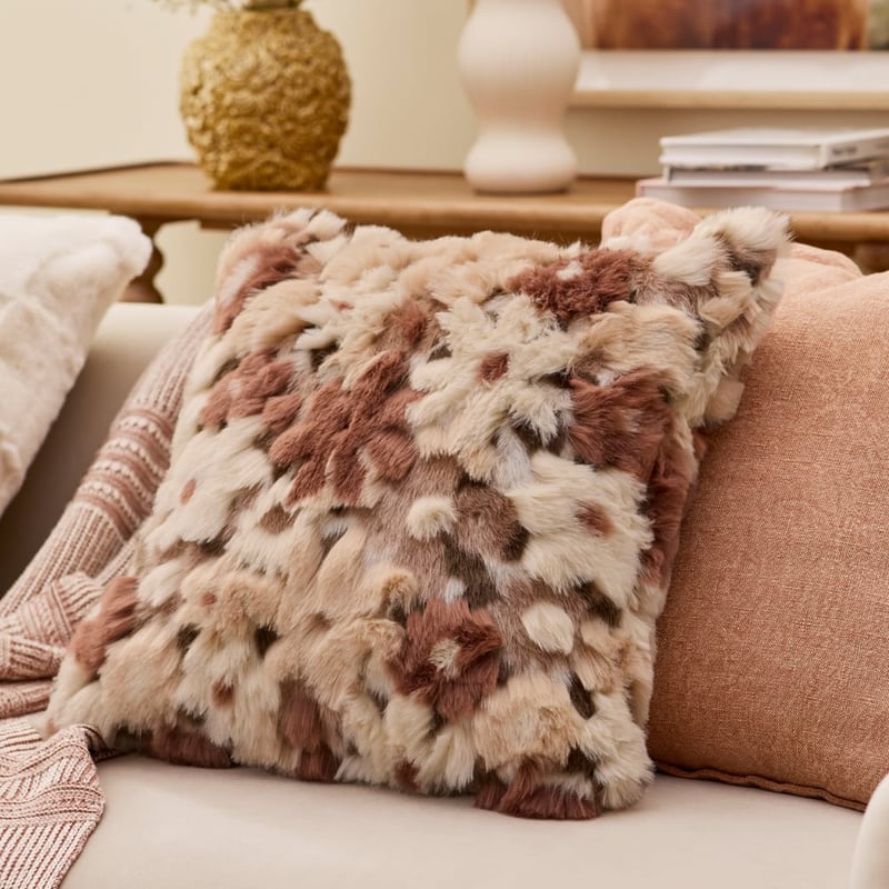 Grace Pink Floral Fur Cushion