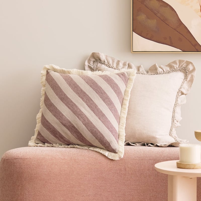 Lillie Natural & Cocoa Diagonal Stripe Cushion