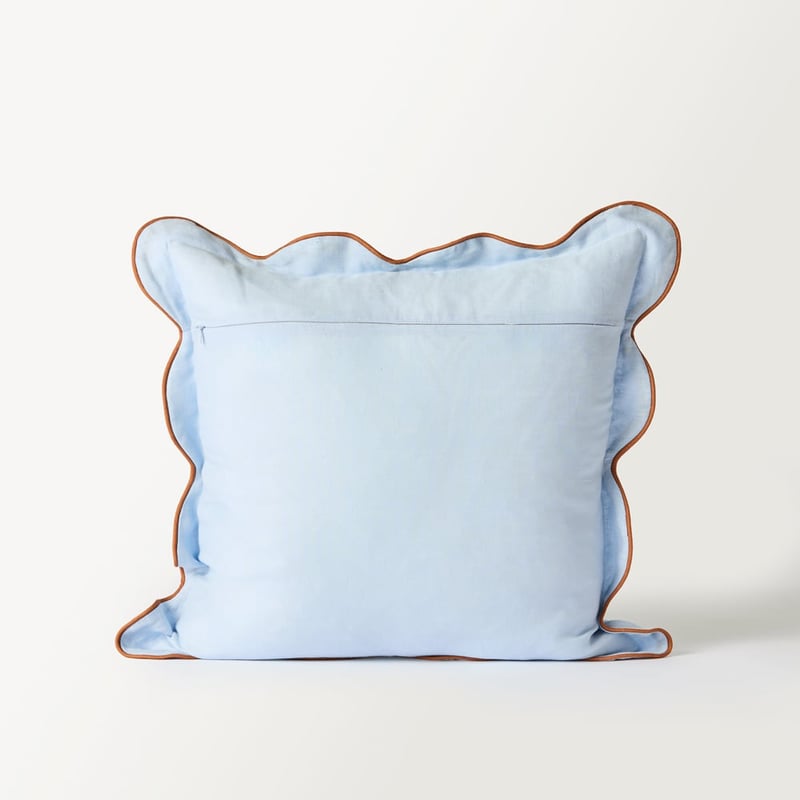 Emia Blue & Brown Linen Cushion