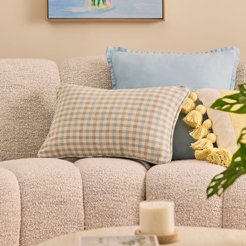 Hinton Sky Blue Gingham Cushion