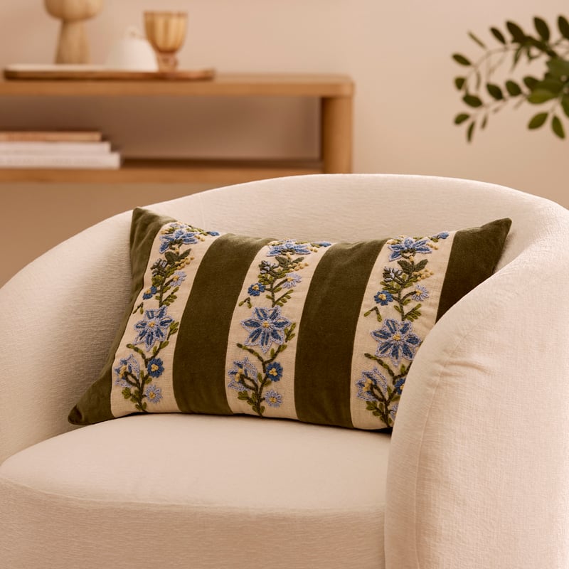 Lia Green Floral Cushion