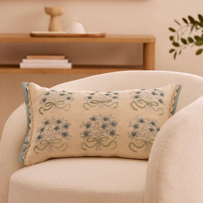 Elodie Blue Floral Cushion