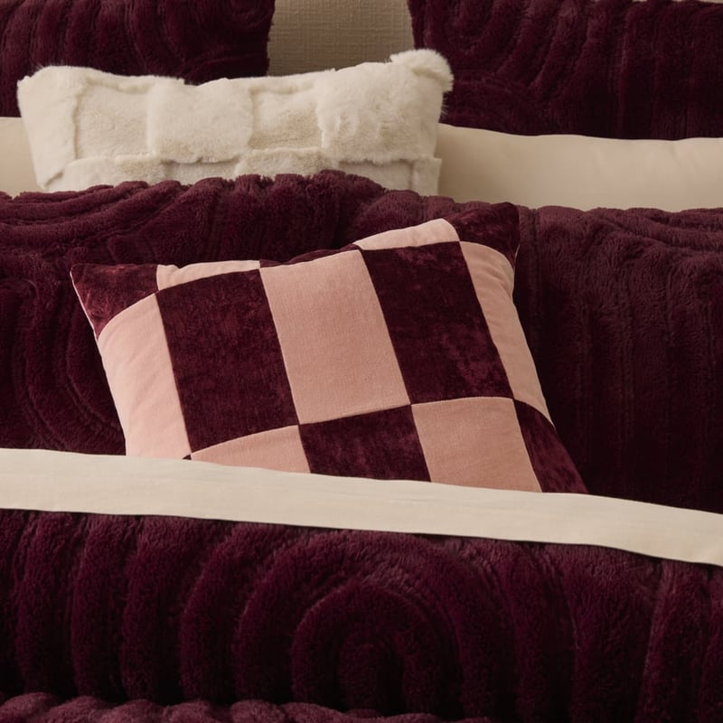 Carey Patchwork Pink & Berry Velvet Cushion