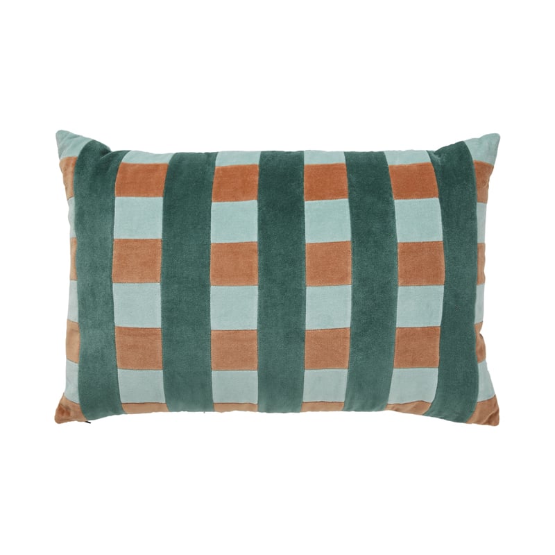 Charlie Sea Green Check Velvet Cushion