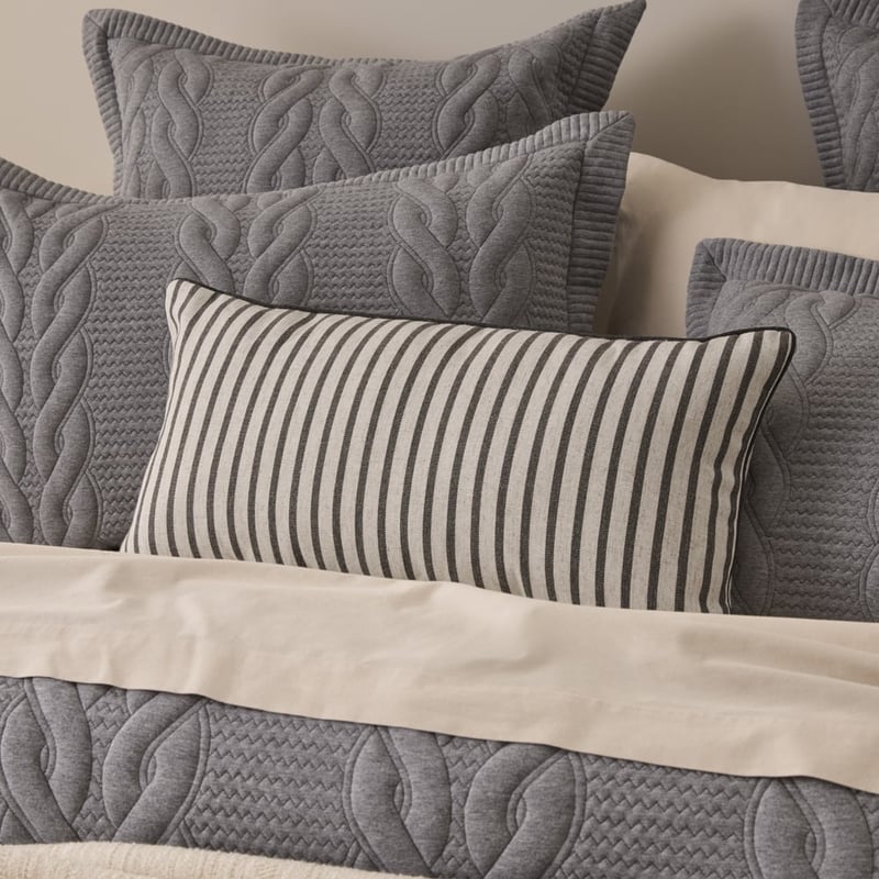 Bobbie Natural & Charcoal Stripe Bolster Cushion