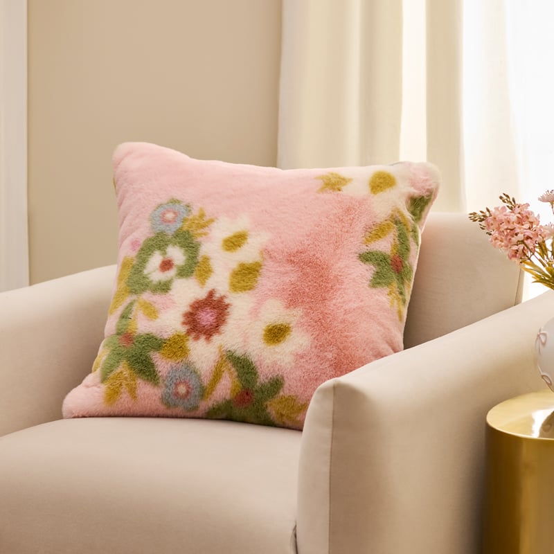 April Pink Fur Cushion