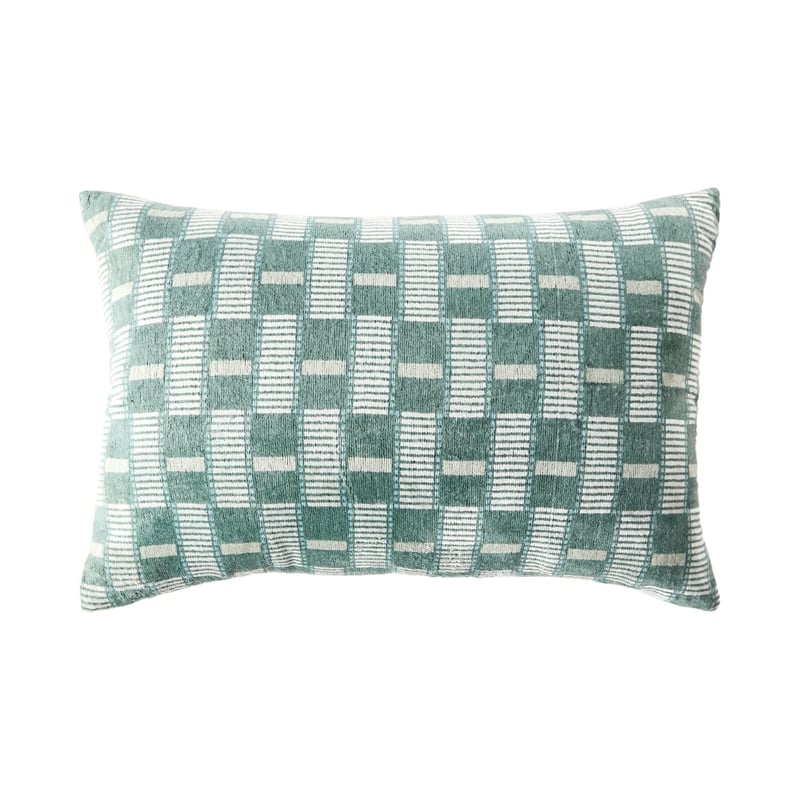 Asbury Blue & Green Velvet Cushion