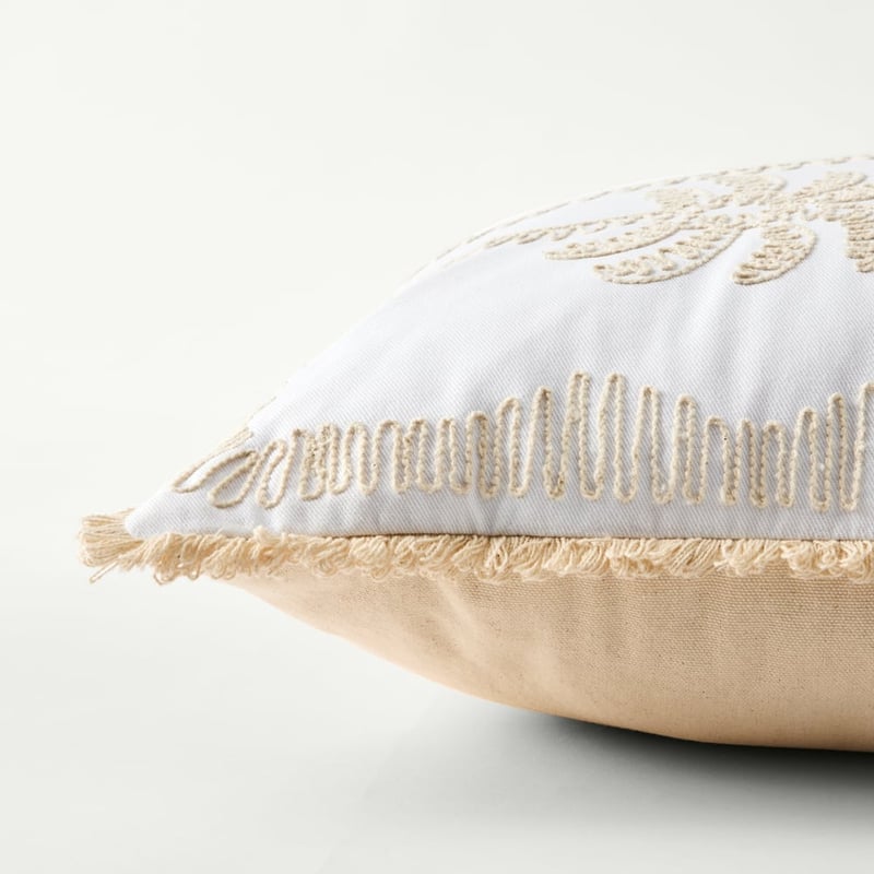 Denim White Palm Cushion