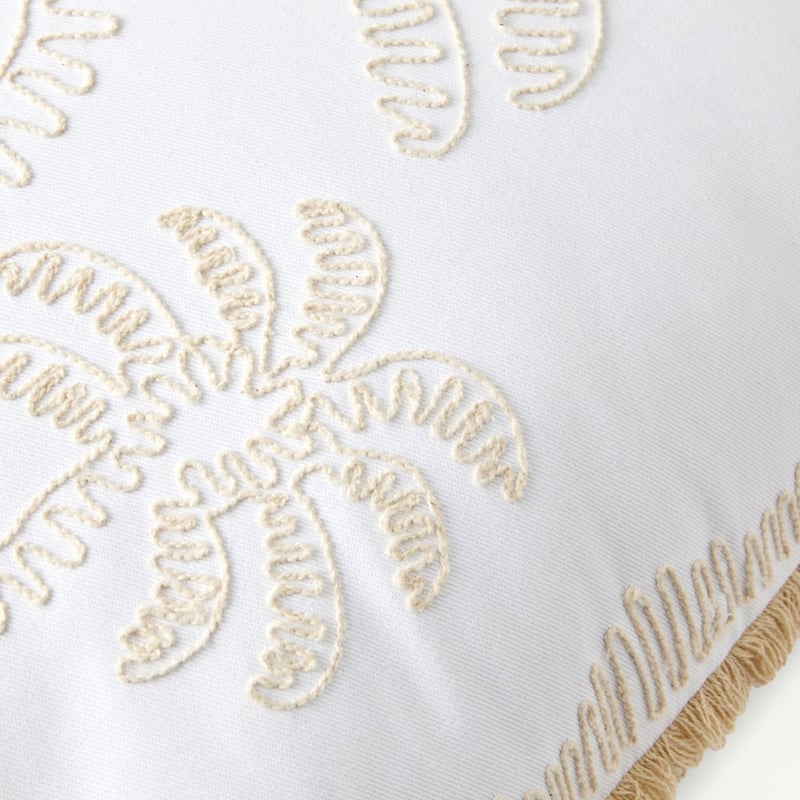 Denim White Palm Cushion