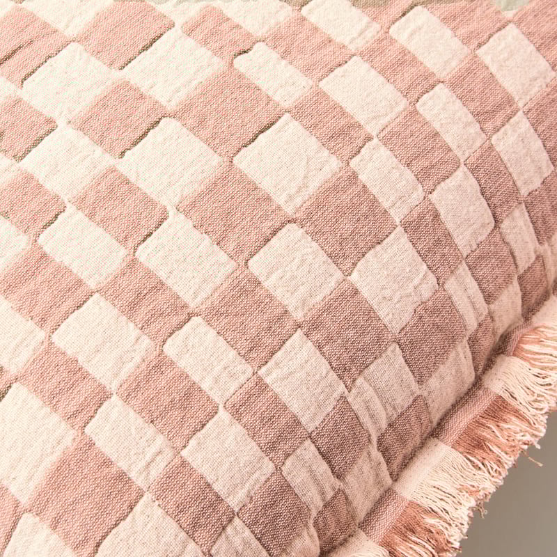 Beckett Hazelnut Check Cushion
