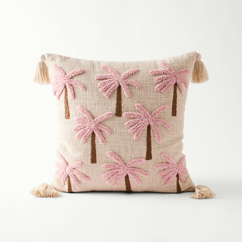 Palm Candy Pink Tufted Cushion