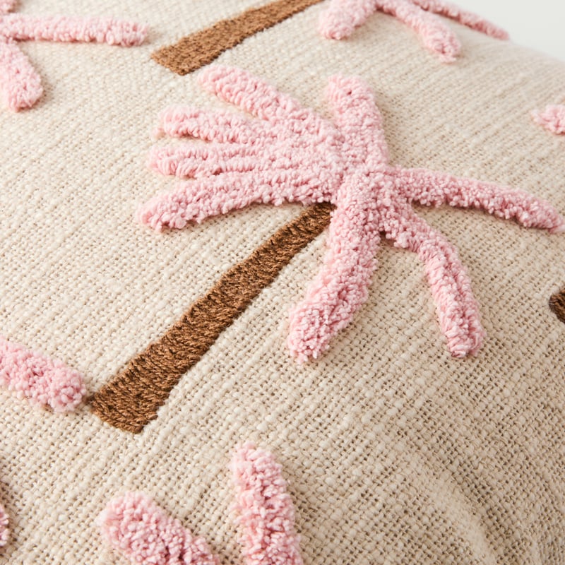 Palm Candy Pink Tufted Cushion